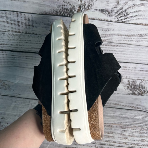 Birkenstock Papillio Arizona Platform Suede Leather Chunky Suede Black Size 41 - Picture 6 of 10